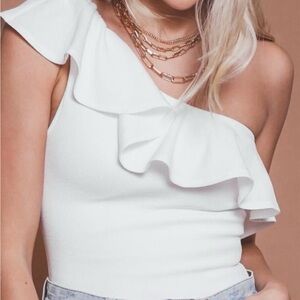 Show Me Your MuMu SMALL ruffled one shoulder bodysuit